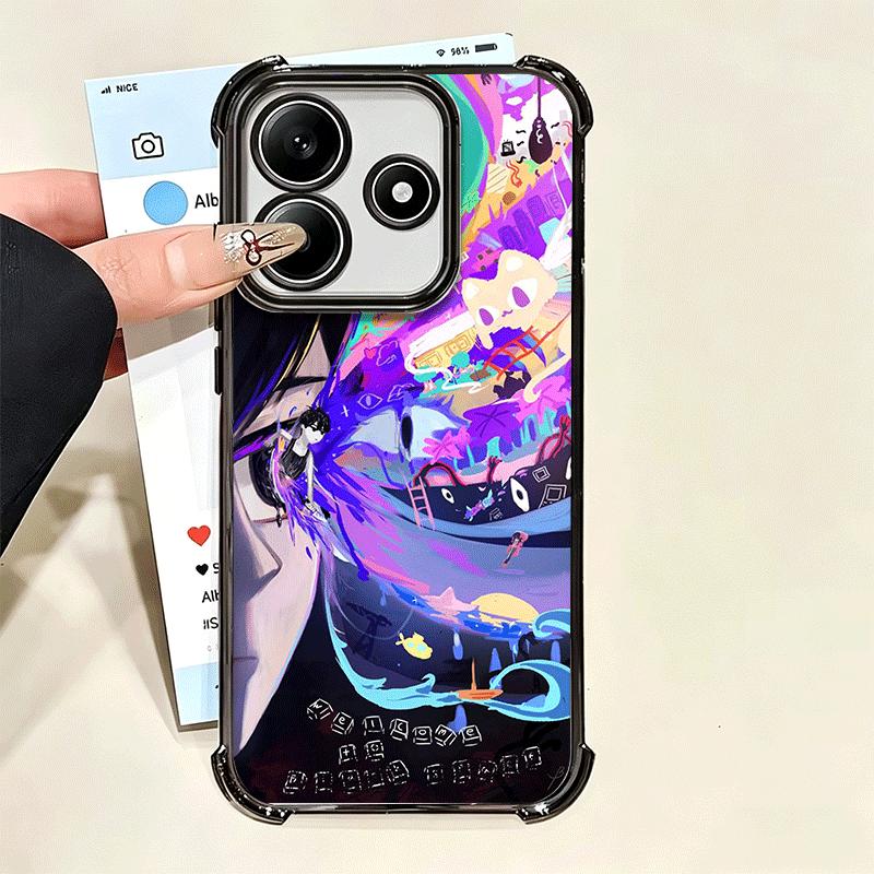 O-Omori Cartoon Game Plating Phone Case For Xiaomi Poco X5 X6 X7 X8 Pro Max F8 Ultra F7 M8 M7 M5S Redmi 15C 15 14C 13C 13 X3 12C