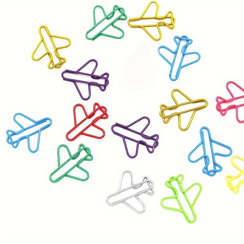 30Pcs Aircraft Modeling Paper Clip Metal Color Paper Clip Office Information File Classification Folder