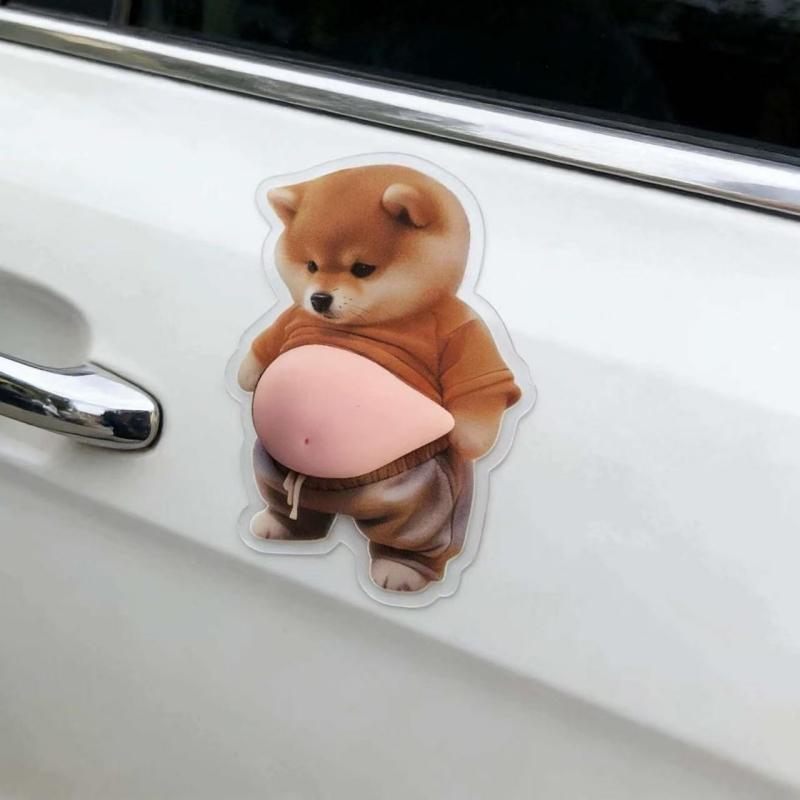 3D Fat Chai Dog Anti Collision Stickers DIY Cute Kitten Soft Silicone Self-Adhesive Stickers Children's Toy Birthday Gift