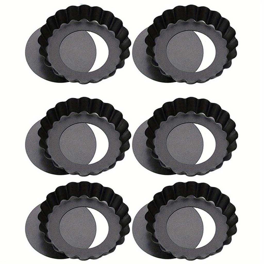 6 stk Non-Stick Tart Quiche Flan Pan Former 10cm Pai Pizza Kakeform Avtakbar Bunn Kakeform Rund Karbonstål Bakeform