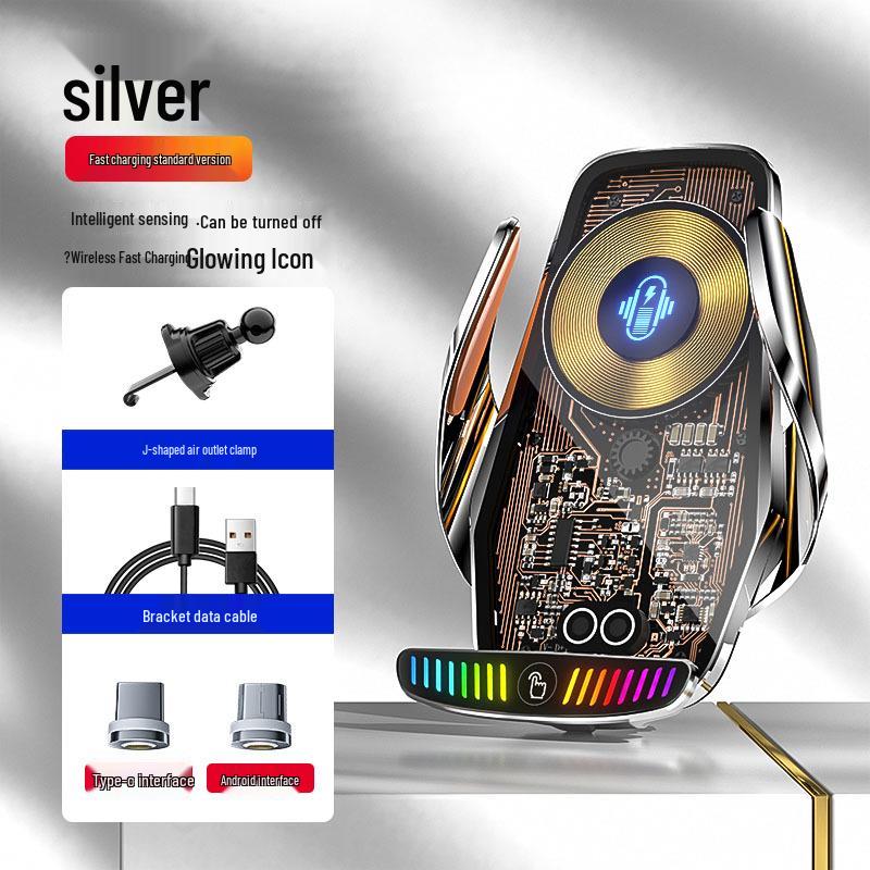 

Беспроводное зарядное устройство и держатель для телефона Magic Clip M9S с быстрой зарядкой 66 Вт и прозрачным дизайном схемы с активацией звуком