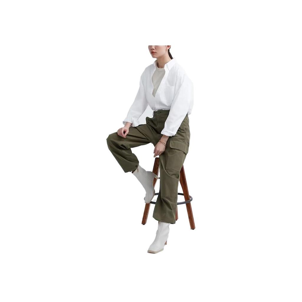 Uniqlo Solid Color Single-Breasted Long Sleeve Shirt Unisex Shirts White 464930-00