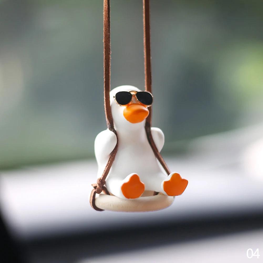 Car Interior Accessories Rearview Mirror Pendant Hanging Ornament Swing Duck Cute Anime Car Charm Accessories For Women Gift