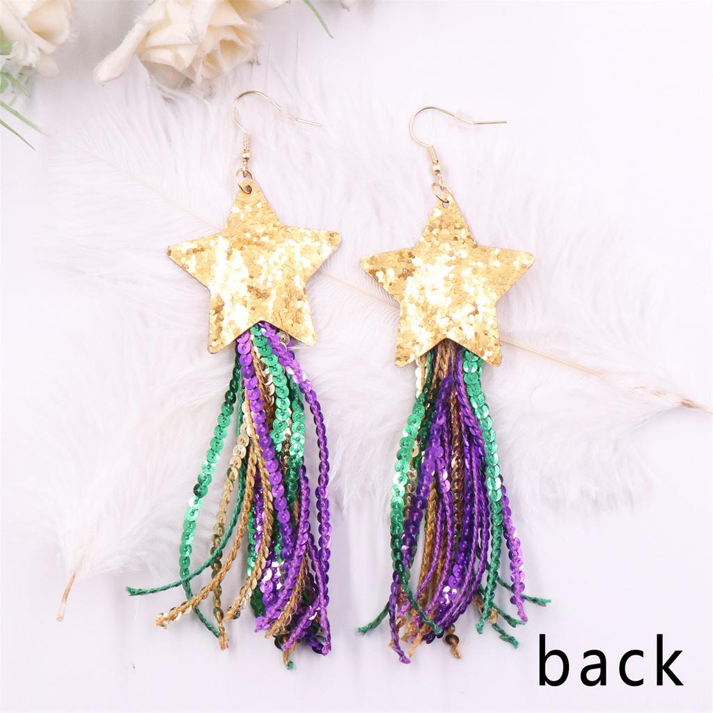 Orecchini Pendenti Stella Scintillante con Nappe Colorate e Paillettes Orecchini Pendenti Stella a Cinque Punte Accessori alla Moda