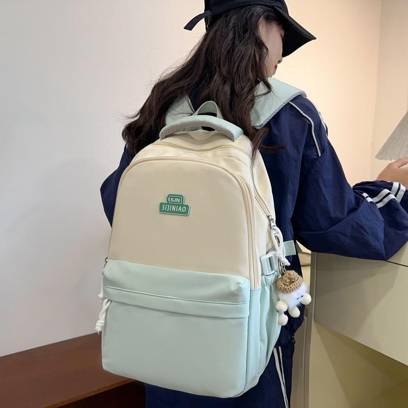 Stylish And Functional Summer Nylon Backpack For School Unique Color Block Design