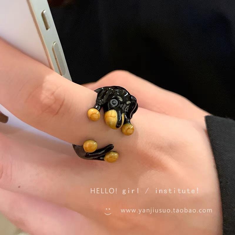 Morsom Liten Monsterring Store Øyne Pølsemunn Pekefingerring Søt Kul Tegneserie Søt Kjæreste Parring Smykker
