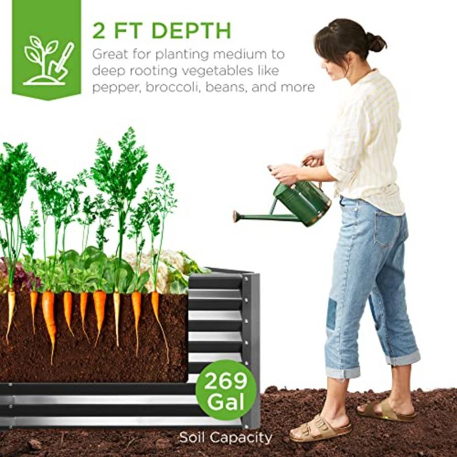 6x3x2ft Outdoor Metal Raised Garden Bed Deep Root Box Planter for Vegetables Flowers Herbs 269 Gallon Ccity 100 Non Toxic Mater
