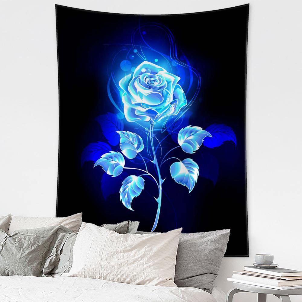 

Голубая Роза Гобелен Настенный Цветочный Искусства Богемный Хиппи Простая Эстетическая Комната Спальня Домашний Декор Фон Ткань 320x182CM