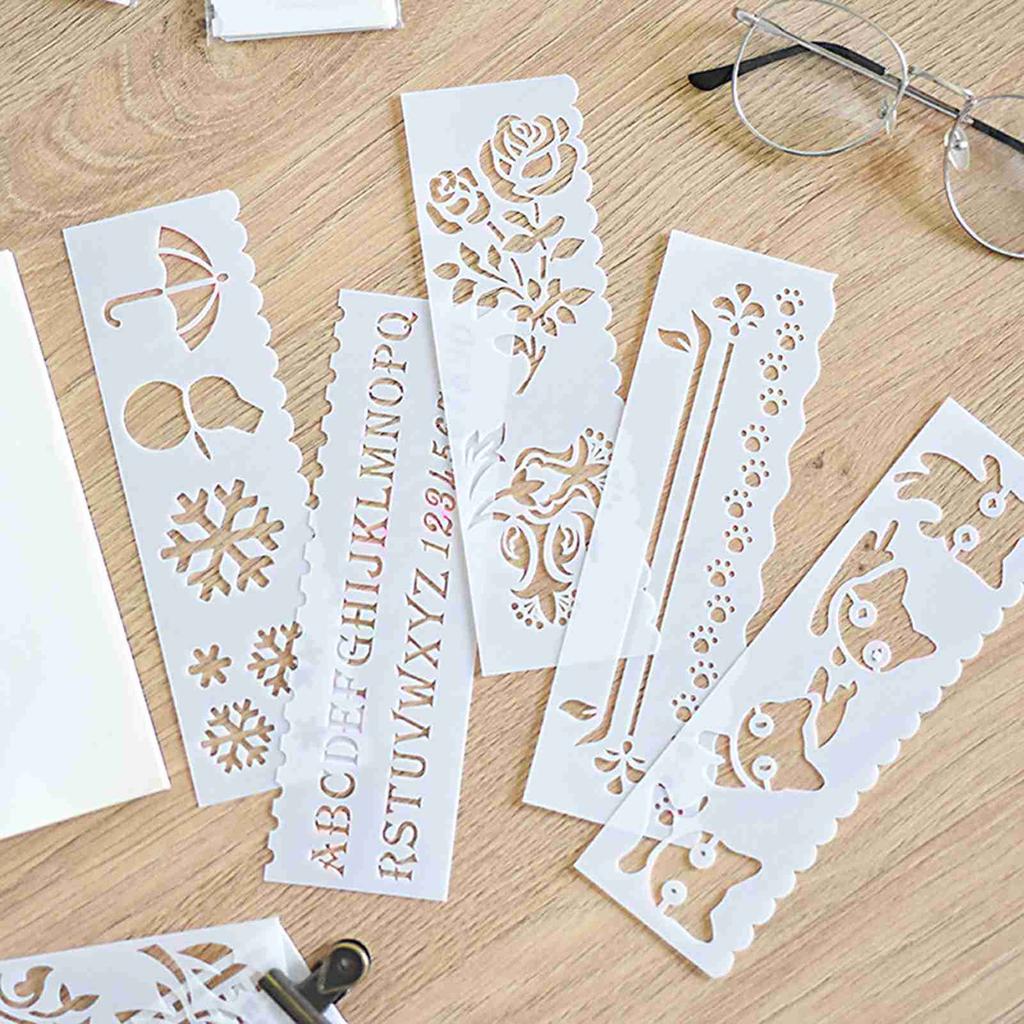 Multi functional Drawing Stencils Straight & Wavy Lines Rulers Hollow Out Design PP Templates Reusable for Children