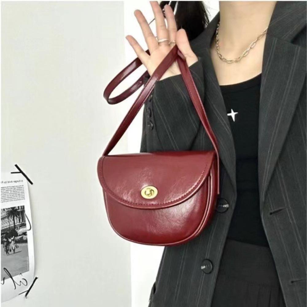 Vielseitige Messenger Bag Hochzeits Tasche 2024 Neu Retro Rote Satteltasche Nische High-End Texturierte Messenger Bag