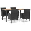 Vidaxl 5-Cz. Garden Furniture Set With Cushions, Black, Poly Rattan