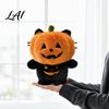 Kuscheliger Nachttisch-Begleiter Kissen Halloween Kürbis Plüsch mit Katzenohren & Krallen Einzigartiges Geschenk Weiches Oranges Stofftier Sofakissen Herbst