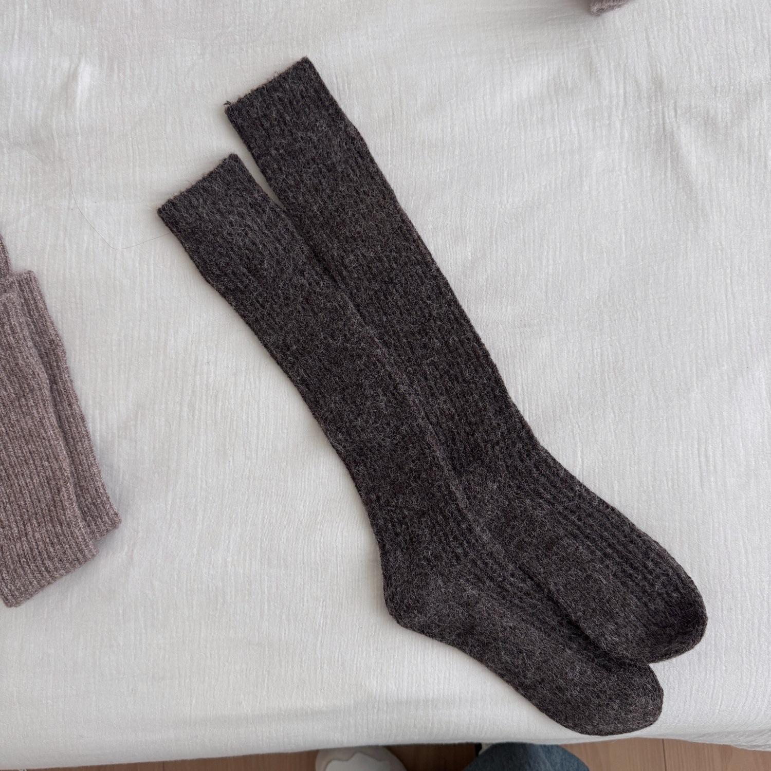 

Зимние повседневные гольфы, Утепленные махровые носки, Однотонные простые носки 1 pair темный кофе