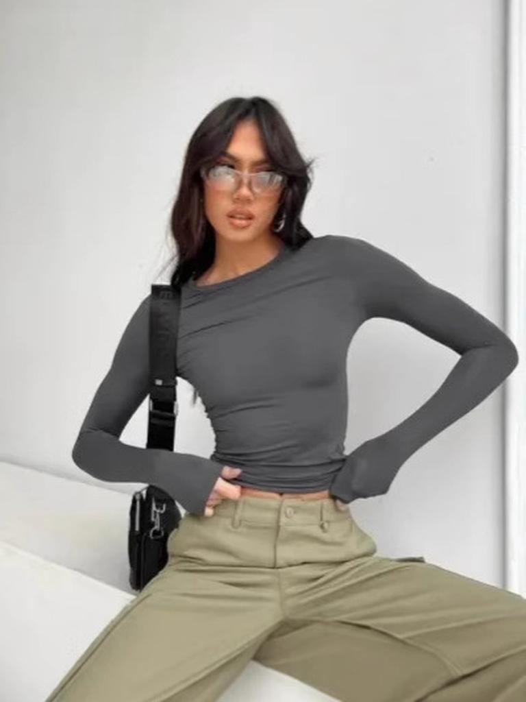 Fall New Sexy Women's Short Sleeve T-Shirt Cami Top Slim Fit Long Sleeve