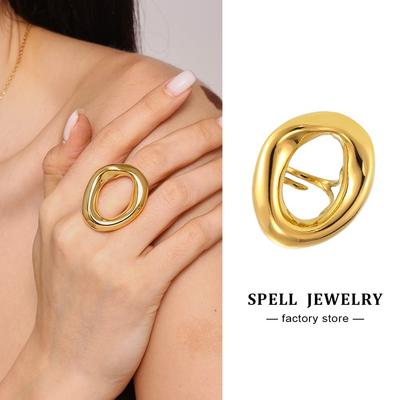 Minimalist Stainless Steel Chunky Rings For Women 18k Gold Plated Hyperbole Women's Ring Female Ring Aesthetic Woman Jewelry