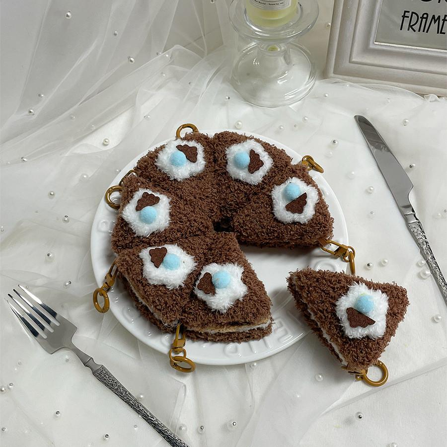 Cartoon Style Plush Dessert Charm With Short Plush Material For Kids Backpack Decor