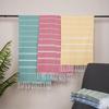 Yarn-Dyed Striped Quick-Dry Beach Towel - Multi-Color, Absorbent Cotton/Polyester Blend for Swimming & Bath
