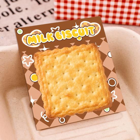 4Pcs Biscuit-Shaped Memo Pads Set Creative Food Design Self-Adhesive Sticky Notepads for Students Office Party Learning Marking And Message Small Gift