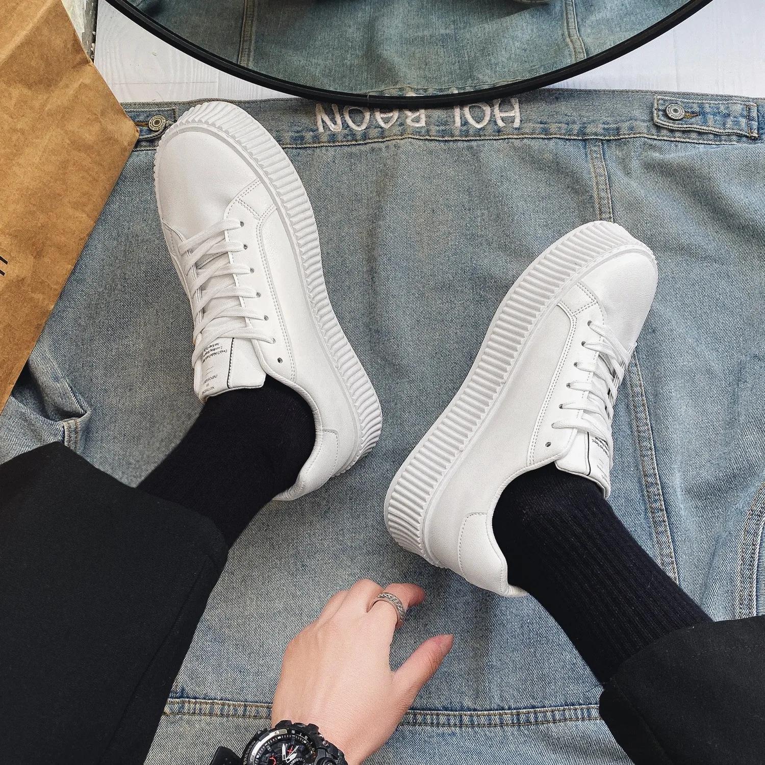 

Модная молодежная обувь для сноуборда, мужская мода, универсальная студенческая повседневная мужская обувь, новая весенняя обувь с толстой подошвой, удобная мужская обувь, тренд 39 белый