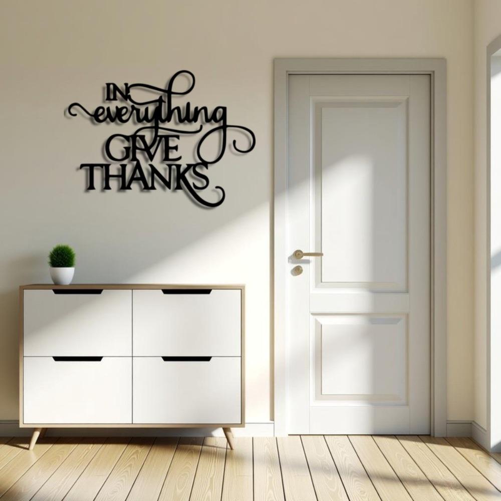 Wrought Iron Metal Wall Art Inspirational Gratitude Sign Farmhouse Home Decor Living Room Hanging Ornament