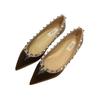 Spring new V home rivet flat shoes women's versatile soft sole temperament Liuding shallow mouth single shoes ladyshoes