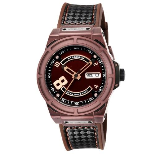 Hydrogen SKULL COLLECTION OTTO Men's 40mm Fashion Apparel Watch HW224007, Brown Dial, Stainless Steel, Rubber/Carbon, Automatic, 10 ATM Water Resistan
