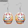 New White Rabbit Earrings 2D Acrylic Creative Rabbit Sitting in Basket with Colored Easter Egg Earrings