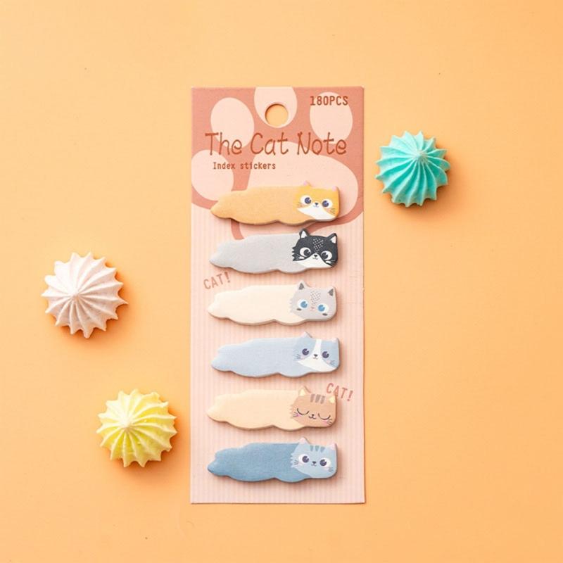 180Sheets Kitten Index Tabs Page Marker Adhesive Notes Memo Pad Index Sticker Reminder on Notebook Planner Calendar