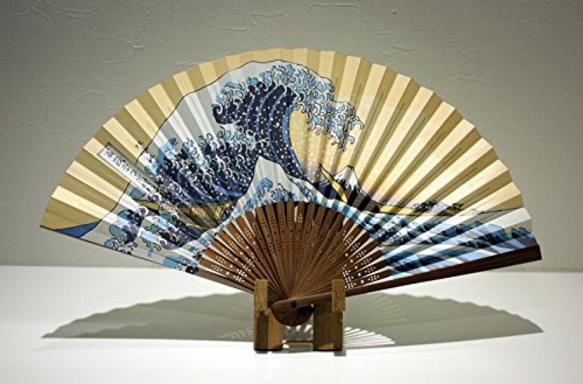 

Japanese souvenirs Japanese tradition Japanese fan fan Magic fan Karaki Katsushika Hokusai Namiura [Shiranui] Ukiyo-e бежевий