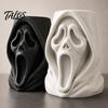 Desktop Storage Organizer Halloween Ghost Face Candy Bucket, 3D Printed Trick or Treat Snack Holder, Ornament Spooky Screaming for Indoor Home,