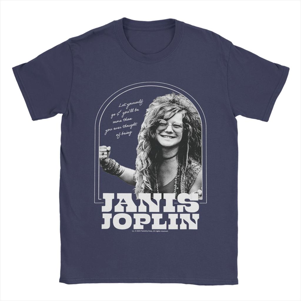 Mens TShirt Janis Joplin Let Yourself Go Be More Novelty Pure Cotton Tees Short Sleeve T Shirts Crew Neck Clothes Printed