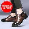 Men'S Invisible Height‑Increasing Leather Shoes 6‑8cm Black Lace‑Up Business Formal Shoes Men'S Genuine Leather Elevator Footwea
