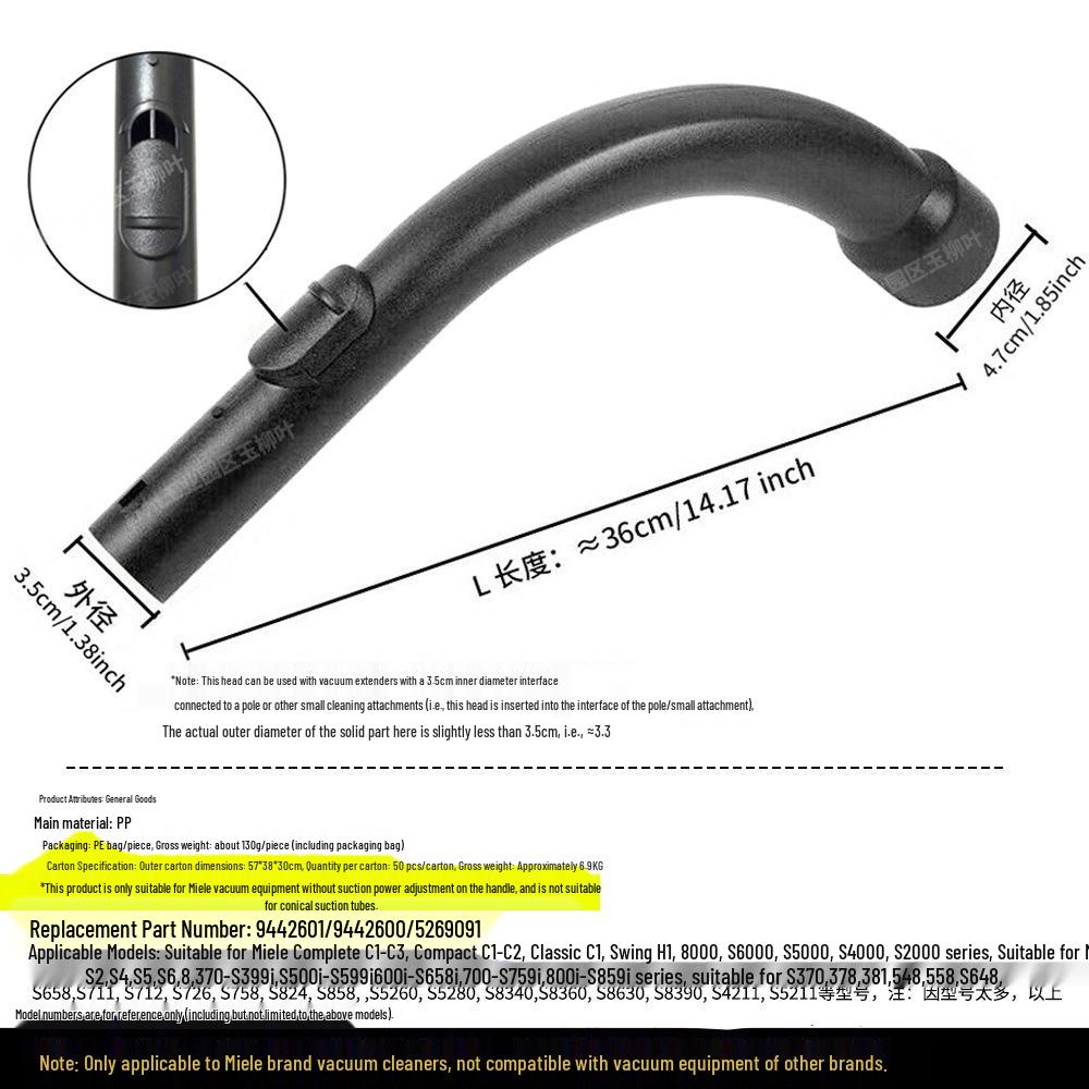 Compatible Miele Vacuum Cleaner Floor Brush Nozzle for S1/S2/S4/S5/S6/S8 Models