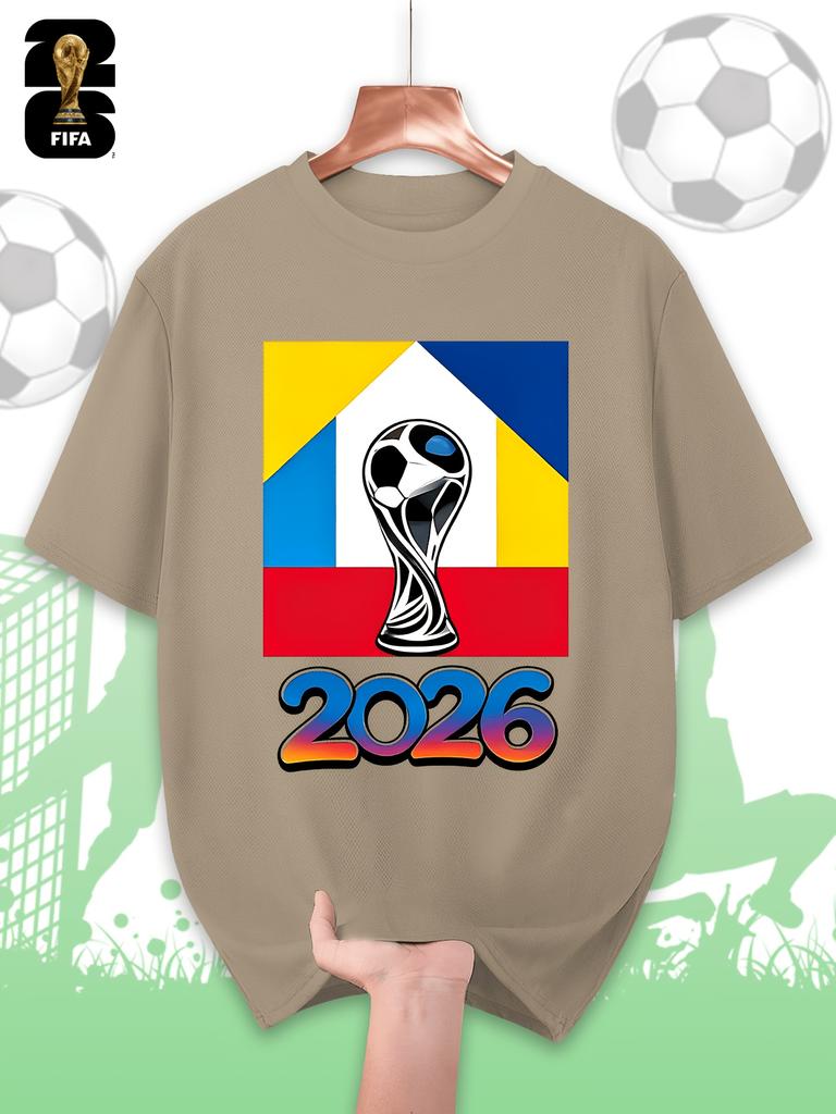 FIFA World Cup Men's Printed Short-sleeved T-shirt, a Fashionable and Trendy Summer Top, Comfortable and Well-fitting