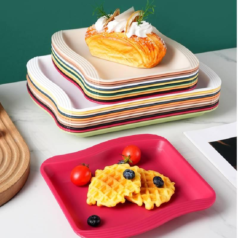 Plates Square Dessert Shape Twist Wave Dinner Serving Plates Restaurant Kitchen
