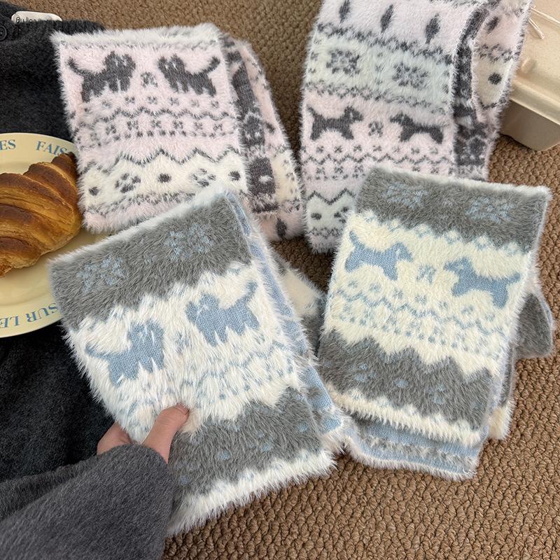 French-Style Snowflake Jacquard Double-Sided Fair Isle Sweet-Style Thick Winter
