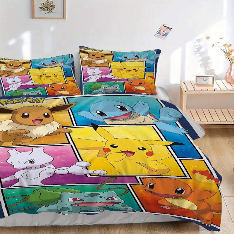 3pcs Pokemon Bedding Set: Perfect for Bedroom or Guest Room. Soft and Comfortable with No Core Included Yy251009235