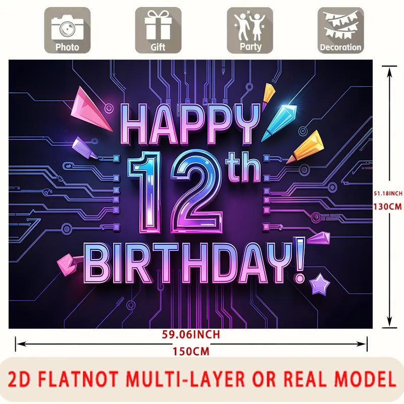 Party Backdrop Birthday 12Th Photo Booth Background Front Door Decor