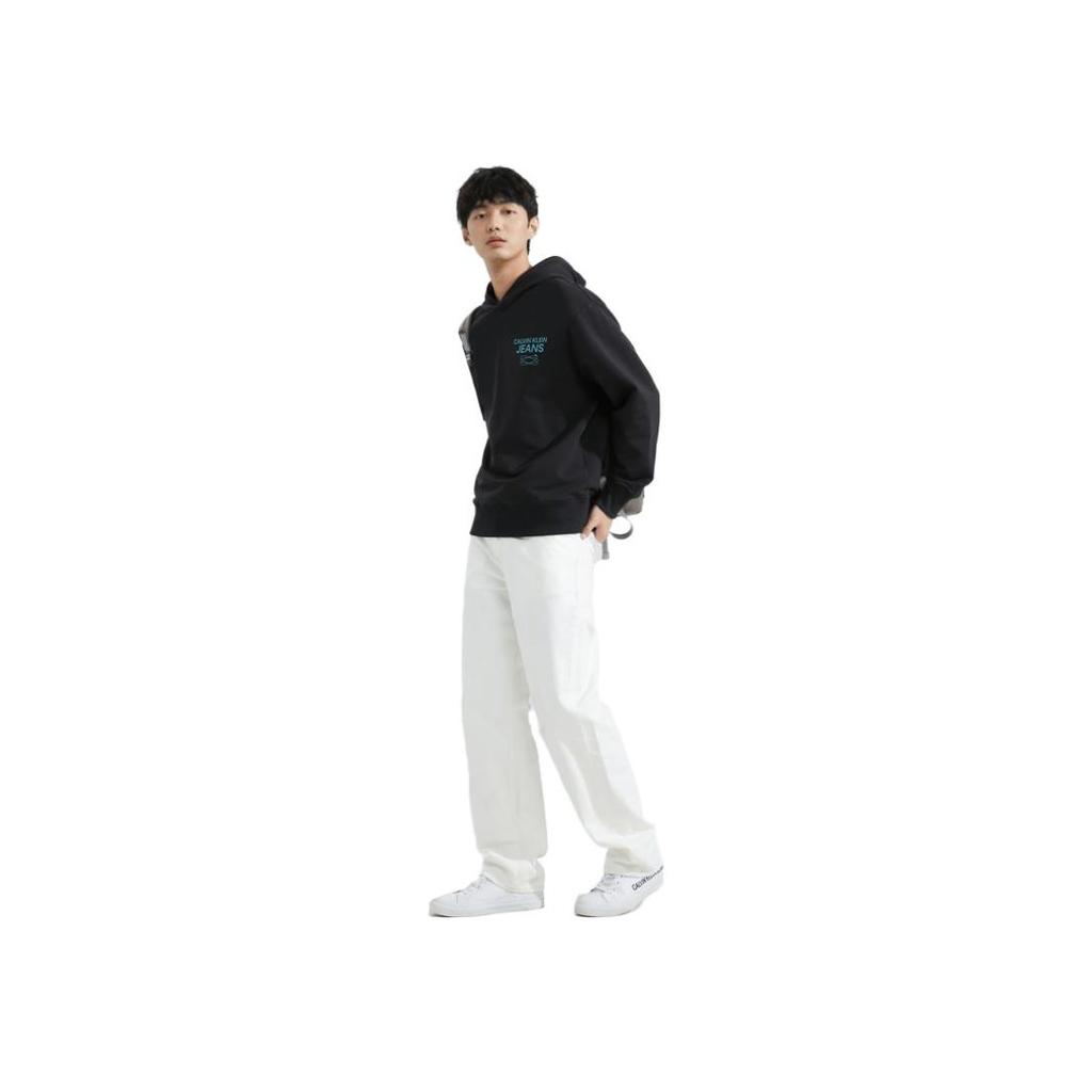 Calvin Klein FW23 Letter Stretch Hooded Long Sleeve Sweatshirt Men sweatshirt Space-Black J324473