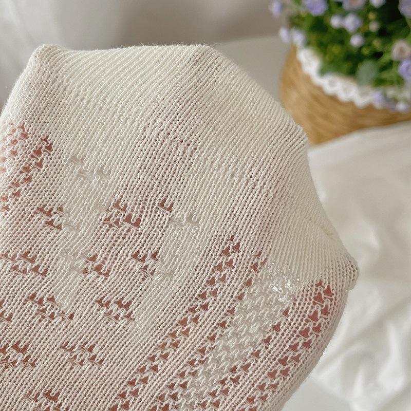 White Bow Lace Socks Summer Thin Wood Ear Edge Middle Tube Socks Korean Style Breathable Thin Socks with Leather Shoes