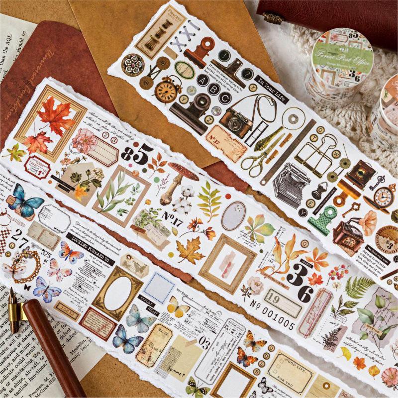 Retro Scenery Washi Tape: Sugar Poetry & Creative Plant Collage for DIY Journals