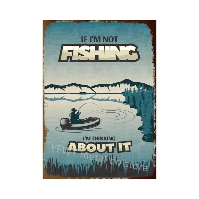Vintage Fishing Rules Metal Tin Sign  Retro Wall Decor Plate for Farmhouse Cabin or Man Cave  Rustic Fishing Poster Plaque an