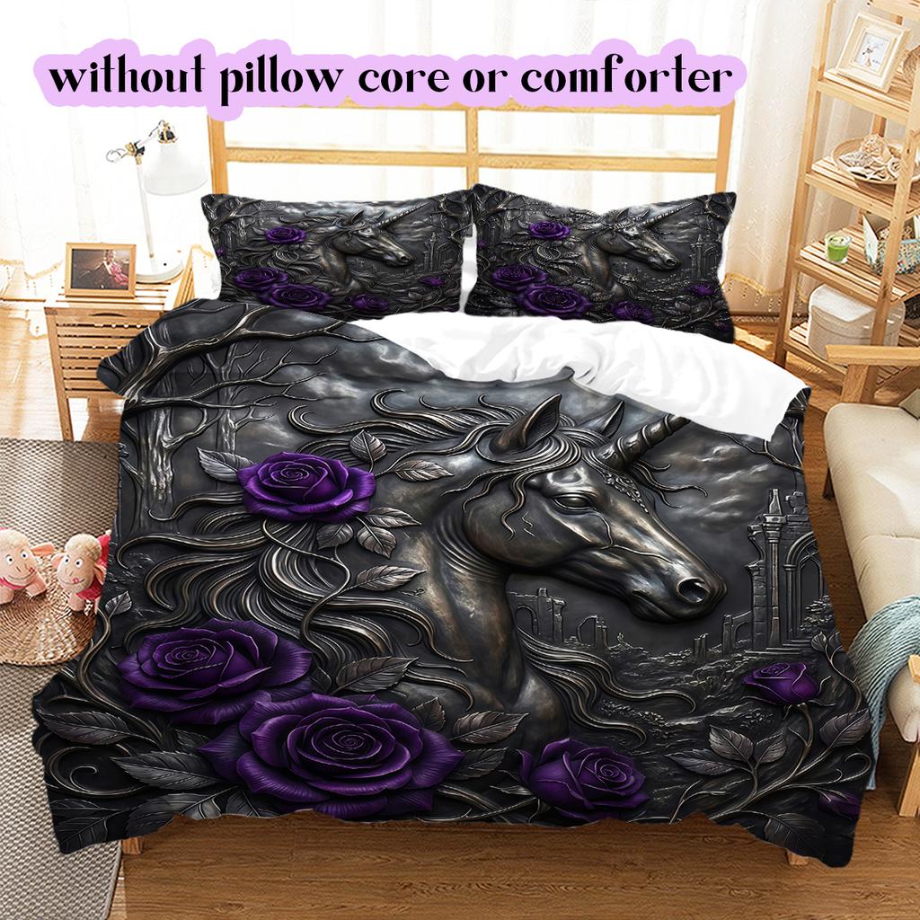 Mythical Characters Pattern Bedding Quilt Set Quilt Cover Pillowcase Home Decoration Birthday Gift (1 * duvet cover + 2 * pillowcase, without core)