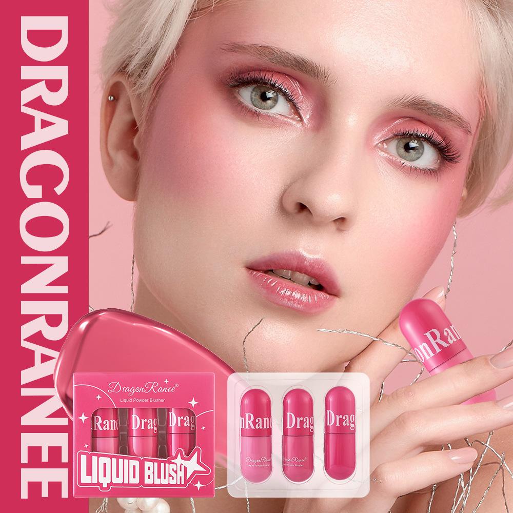 3 Colors Liquid Blush Set Waterproof Brighten Cheek Rouge Nude Pink Color Matte Contouring Powder Blusher Liquid Kit Face Makeup
