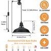 Plug In Pendant Light, Hanging Lamp with Black Barn Pendant Lighting with 14.76ft Cord On/Off Switch, Adjustable Pulley Hanging Pendant Lighting for