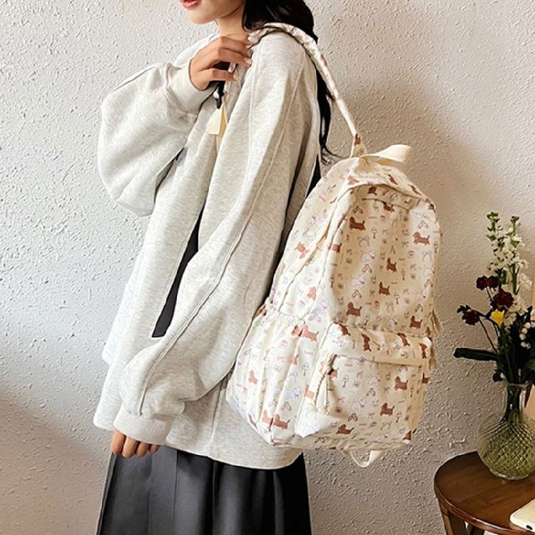 Japanese Styles Backpack for Girl Lovely Dogs Backpack Large Capacity Daypacks Travel Backpack Student School Bag