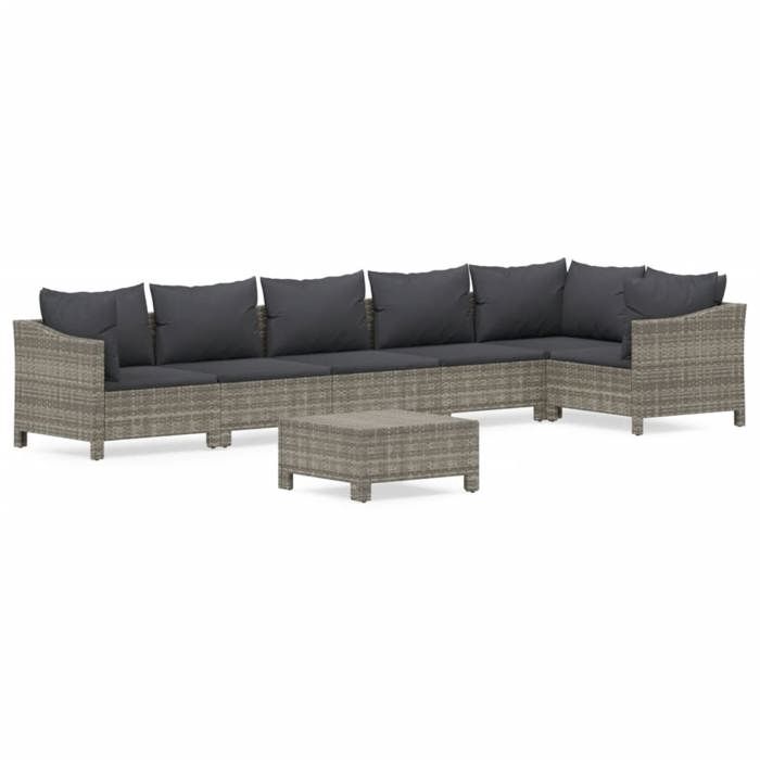 VidaXL Salon de Jardin avec Coussins 7 pcs, Ensemble de Meubles de Terrasse, Mobilier d'Extérieur, Canapé de Patio, Moderne, 3187277