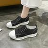 Foreign trade large size women's new fashionable low-top muffin platform canvas shoes lace-up flat casual single shoes