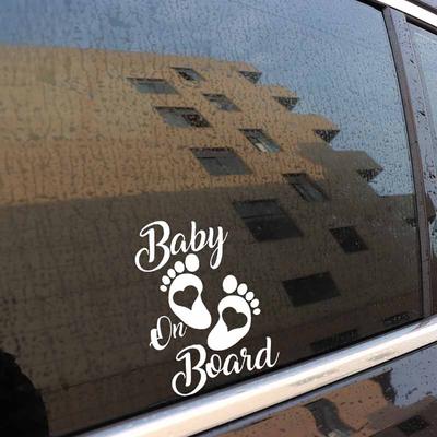 Avviso veicolo Adesivi Baby 17,7x12,7cm Carino Laptop Finestra Paraurti Adesivo Auto Bambino a Bordo Piede Vinile Decalcomania Auto