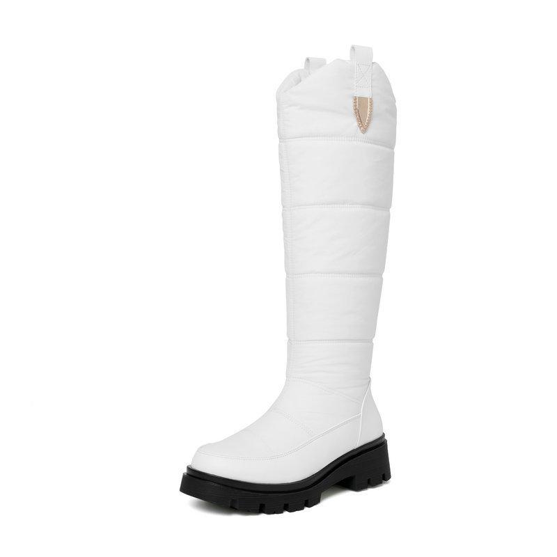 Zimní boty pod koleno nové podzimní a zimní silné teplé bavlněné boty černé bílé rukáv dámské vysoké boty teplé sněhule